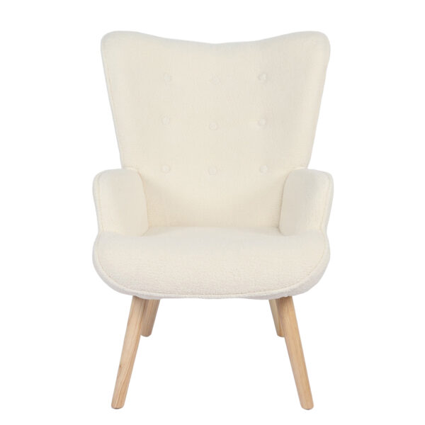 Πολυθρόνα MARION Λευκό Ύφασμα Μπουκλέ/Ξύλο 73x69x96cm