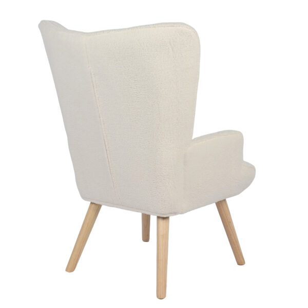 Πολυθρόνα MARION Λευκό Ύφασμα Μπουκλέ/Ξύλο 73x69x96cm