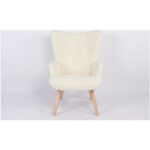 Πολυθρόνα MARION Λευκό Ύφασμα Μπουκλέ/Ξύλο 73x69x96cm