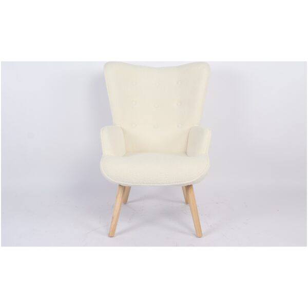 Πολυθρόνα MARION Λευκό Ύφασμα Μπουκλέ/Ξύλο 73x69x96cm