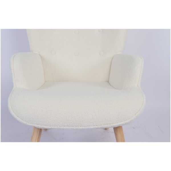 Πολυθρόνα MARION Λευκό Ύφασμα Μπουκλέ/Ξύλο 73x69x96cm