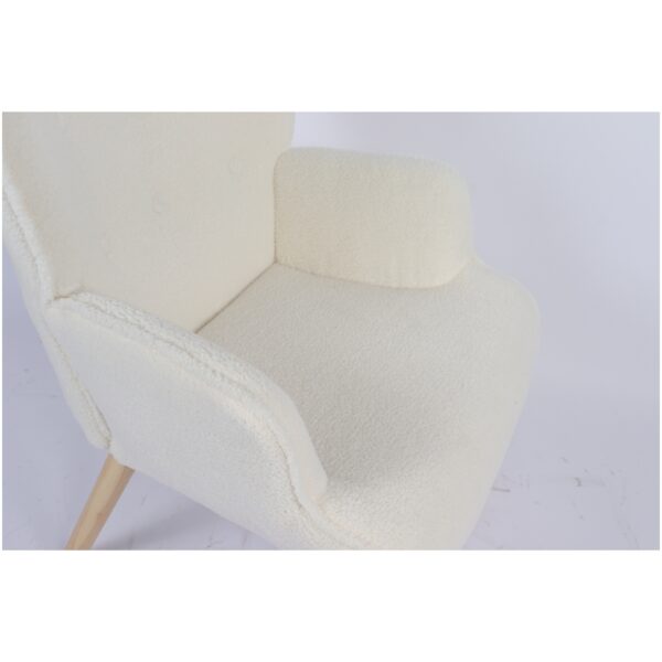 Πολυθρόνα MARION Λευκό Ύφασμα Μπουκλέ/Ξύλο 73x69x96cm