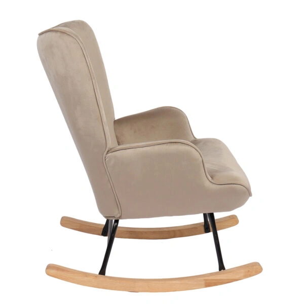 Πολυθρόνα Κουνιστή  DARIA Ανοιχτό Καφέ Βελούδο/Μέταλλο/Ξύλο 85x69x90cm