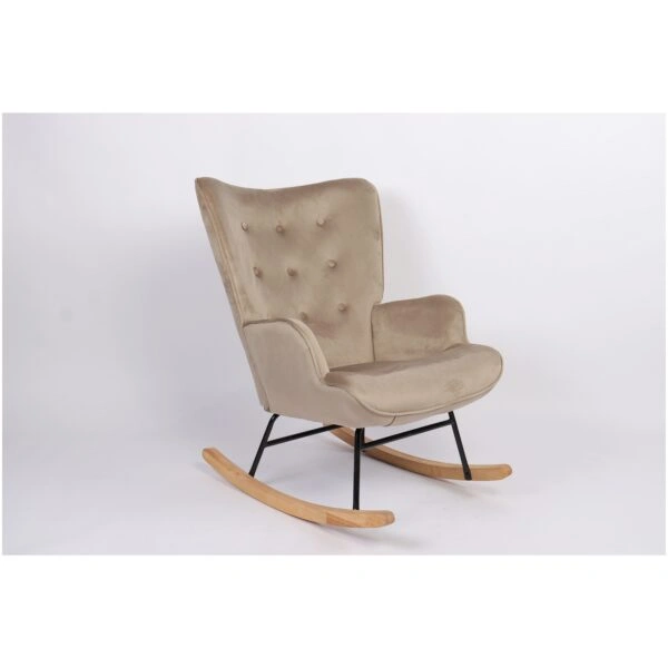 Πολυθρόνα Κουνιστή  DARIA Ανοιχτό Καφέ Βελούδο/Μέταλλο/Ξύλο 85x69x90cm