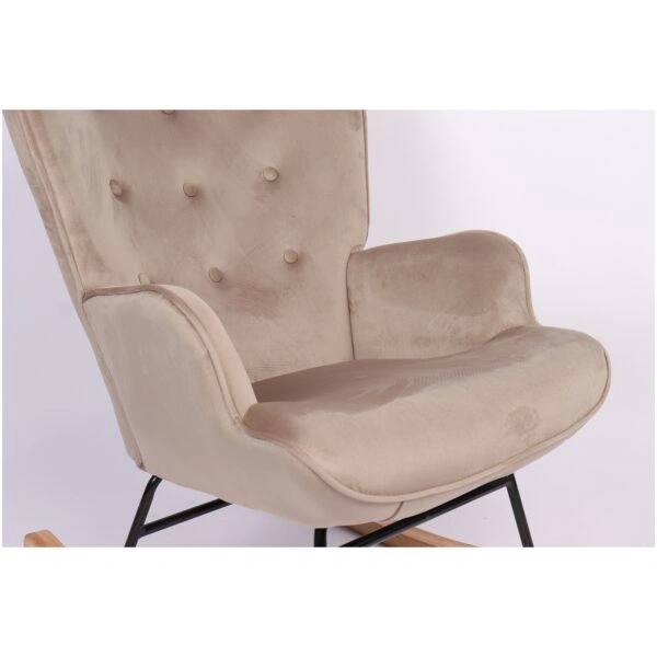 Πολυθρόνα Κουνιστή  DARIA Ανοιχτό Καφέ Βελούδο/Μέταλλο/Ξύλο 85x69x90cm