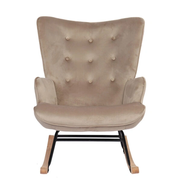Πολυθρόνα Κουνιστή  DARIA Ανοιχτό Καφέ Βελούδο/Μέταλλο/Ξύλο 85x69x90cm