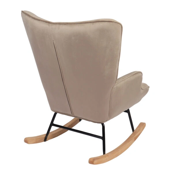 Πολυθρόνα Κουνιστή  DARIA Ανοιχτό Καφέ Βελούδο/Μέταλλο/Ξύλο 85x69x90cm