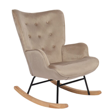 Πολυθρόνα Κουνιστή DARIA Ανοιχτό Καφέ Βελούδο/Μέταλλο/Ξύλο 85x69x90cm