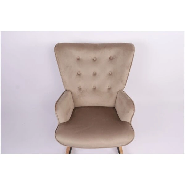 Πολυθρόνα Κουνιστή  DARIA Ανοιχτό Καφέ Βελούδο/Μέταλλο/Ξύλο 85x69x90cm