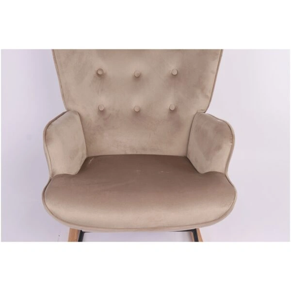 Πολυθρόνα Κουνιστή  DARIA Ανοιχτό Καφέ Βελούδο/Μέταλλο/Ξύλο 85x69x90cm