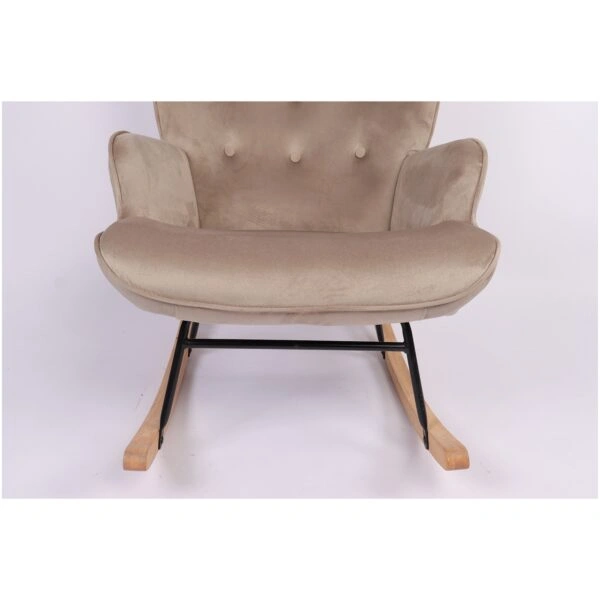 Πολυθρόνα Κουνιστή  DARIA Ανοιχτό Καφέ Βελούδο/Μέταλλο/Ξύλο 85x69x90cm