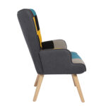 Πολυθρόνα BRIAR Κίτρινο/Μπλε Patchwork Ύφασμα/Ξύλο 73x69x96cm