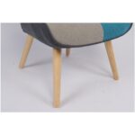 Πολυθρόνα BRIAR Κίτρινο/Μπλε Patchwork Ύφασμα/Ξύλο 73x69x96cm