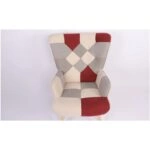 Πολυθρόνα BRIAR Μπορντό/Γκρι Patchwork Ύφασμα/Ξύλο 73x69x96cm