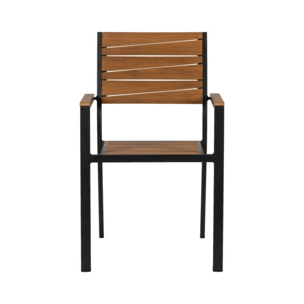 Πολυθρόνα Κήπου  OUZOUD Γκρι/Καρυδί Αλουμίνιο/Ξύλο 57x57x84cm