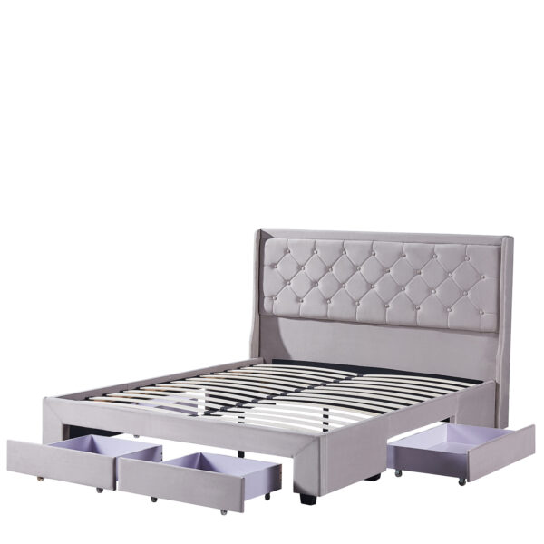 Κρεβάτι Διπλό  ANNONA Ivory Βελούδο (Στρώμα 160x200cm)