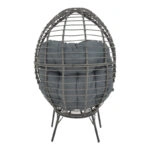 Πολυθρόνα Nestie  wicker rattan γκρι-μεταλλικό γκρι πόδι-γκρι μαξιλάρι 102x80x155εκ
