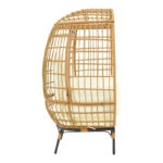 Πολυθρόνα Frox  wicker rattan φυσικό-μεταλλικό φυσικό-μαύρο πόδι-μπεζ μαξιλάρι 96x76x145εκ