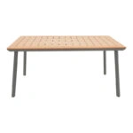 Τραπέζι Griffith  ανθρακί αλουμίνιο και plywood σε φυσική απόχρωση 160x90x74εκ