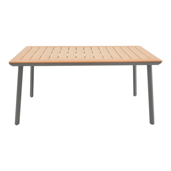 Τραπέζι Griffith  ανθρακί αλουμίνιο και plywood σε φυσική απόχρωση 160x90x74εκ