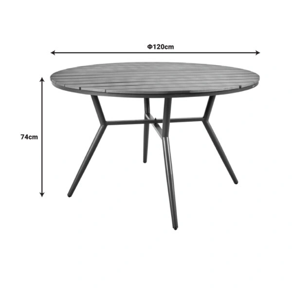 Τραπέζι Appa αλουμίνιο και plywood σε ανθρακί απόχρωση Φ120x74εκ