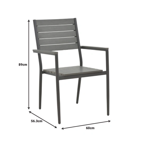 Τραπεζαρία Nares-Uplift σετ 5τεμ  ανθρακί αλουμίνιο και plywood σε φυσική απόχρωση 140x80x72.5εκ
