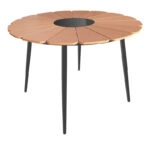 Τραπεζαρία Pinap-Dashiell σετ 5τεμ  μαύρο αλουμίνιο και plywood σε φυσική απόχρωση Φ110x74εκ