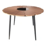 Τραπεζαρία Pinap-Dashiell σετ 5τεμ  μαύρο αλουμίνιο και plywood σε φυσική απόχρωση Φ110x74εκ