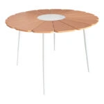 Τραπεζαρία Pinap-Dashiell σετ 5τεμ  λευκό αλουμίνιο και plywood σε φυσική απόχρωση Φ110x74εκ