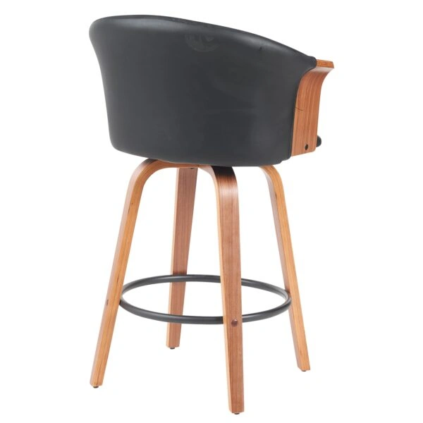 Σκαμπό Bar ArteLibre CASSIAN Μαύρο/Καφέ Ξύλο/PU 50x50x103cm