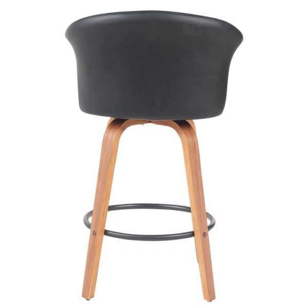 Σκαμπό Bar ArteLibre CASSIAN Μαύρο/Καφέ Ξύλο/PU 50x50x103cm