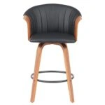 Σκαμπό Bar ArteLibre CASSIAN Μαύρο/Καφέ Ξύλο/PU 50x50x103cm