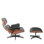 Πολυθρόνα Relax ArteLibre MIREN Με Υποπόδιο Μαύρο/Καφέ Ξύλο/PU 82x92x78cm