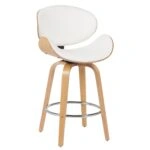 Σκαμπό Bar ArteLibre LYRIAN Λευκό/Φυσικό Ξύλο/PU 52x55x107cm