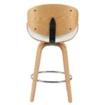 Σκαμπό Bar ArteLibre LYRIAN Λευκό/Φυσικό Ξύλο/PU 52x55x107cm