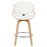 Σκαμπό Bar ArteLibre LYRIAN Λευκό/Φυσικό Ξύλο/PU 52x55x107cm