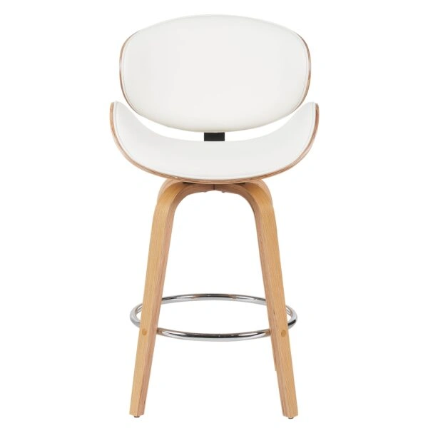 Σκαμπό Bar ArteLibre LYRIAN Λευκό/Φυσικό Ξύλο/PU 52x55x107cm