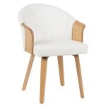 Καρέκλα Τραπεζαρίας ArteLibre CASSIAN Λευκό/Φυσικό Ξύλο/PU 55x58x78cm