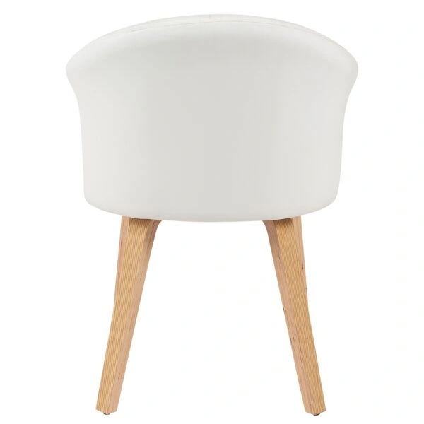 Καρέκλα Τραπεζαρίας ArteLibre CASSIAN Λευκό/Φυσικό Ξύλο/PU 55x58x78cm