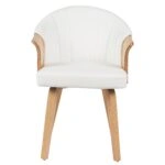 Καρέκλα Τραπεζαρίας ArteLibre CASSIAN Λευκό/Φυσικό Ξύλο/PU 55x58x78cm