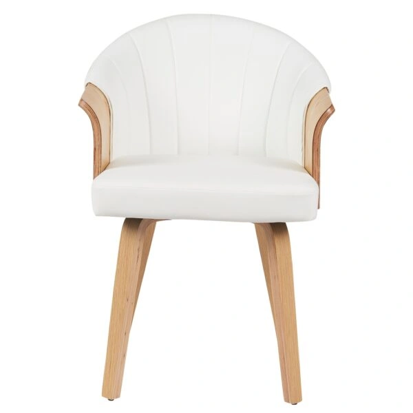 Καρέκλα Τραπεζαρίας ArteLibre CASSIAN Λευκό/Φυσικό Ξύλο/PU 55x58x78cm