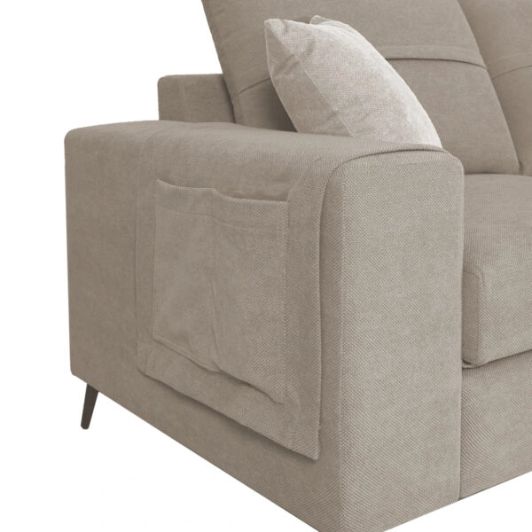 Γωνιακός καναπές αριστερή γωνία Montana γκρι-μπεζ ύφασμα με μαξιλάρια σε απόχρωση ανοιχτό γκρι 275x215x93εκ