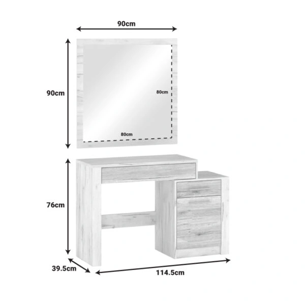 Τουαλέτα-καθρέπτης Neruda  λευκό antique-oak 114,5x39,5x76εκ