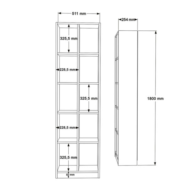 Βιβλιοθήκη Oteca 10θέσεων  oak 51.1x25.4x180εκ