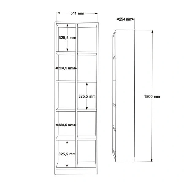 Βιβλιοθήκη Oteca 10θέσεων  σε λευκή απόχρωση 51.1x25.4x180εκ