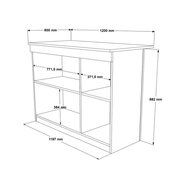 Τραπέζι-πάγκος κουζίνας Kogile  σε φυσική απόχρωση 120x60x88.2εκ
