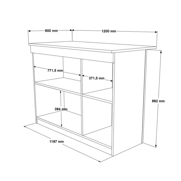Τραπέζι-πάγκος κουζίνας Kogile  σε λευκή απόχρωση 120x60x88.2εκ