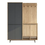 Έπιπλο εισόδου Cloat με αποθηκευτικό χώρο  σε φυσική-ανθρακί απόχρωση 147.4x35.5x195.6εκ