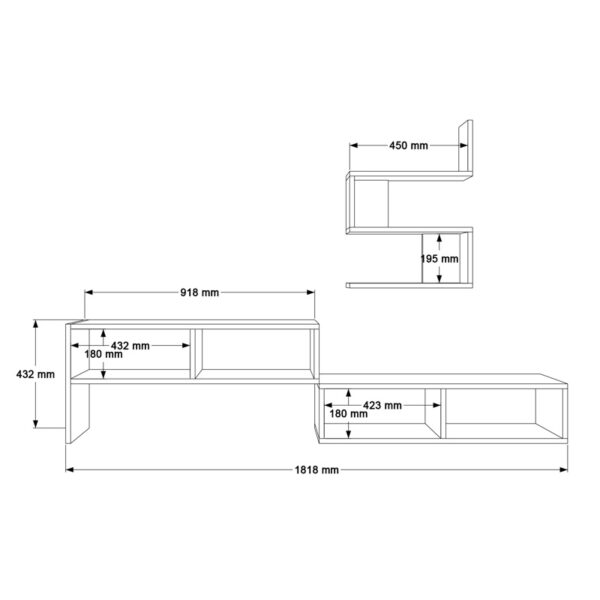 Σύνθετο σαλονιού Kakomo σε λευκή-φυσική απόχρωση 170x29.5x43εκ
