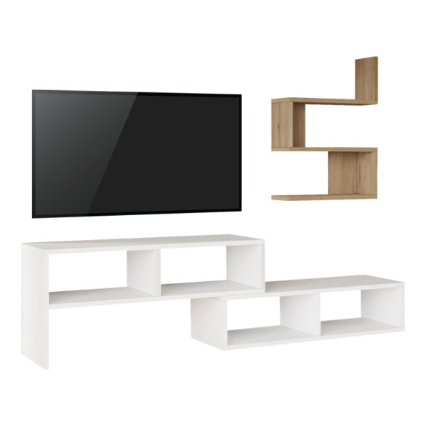 Σύνθετο σαλονιού Kakomo σε λευκή-φυσική απόχρωση 170x29.5x43εκ